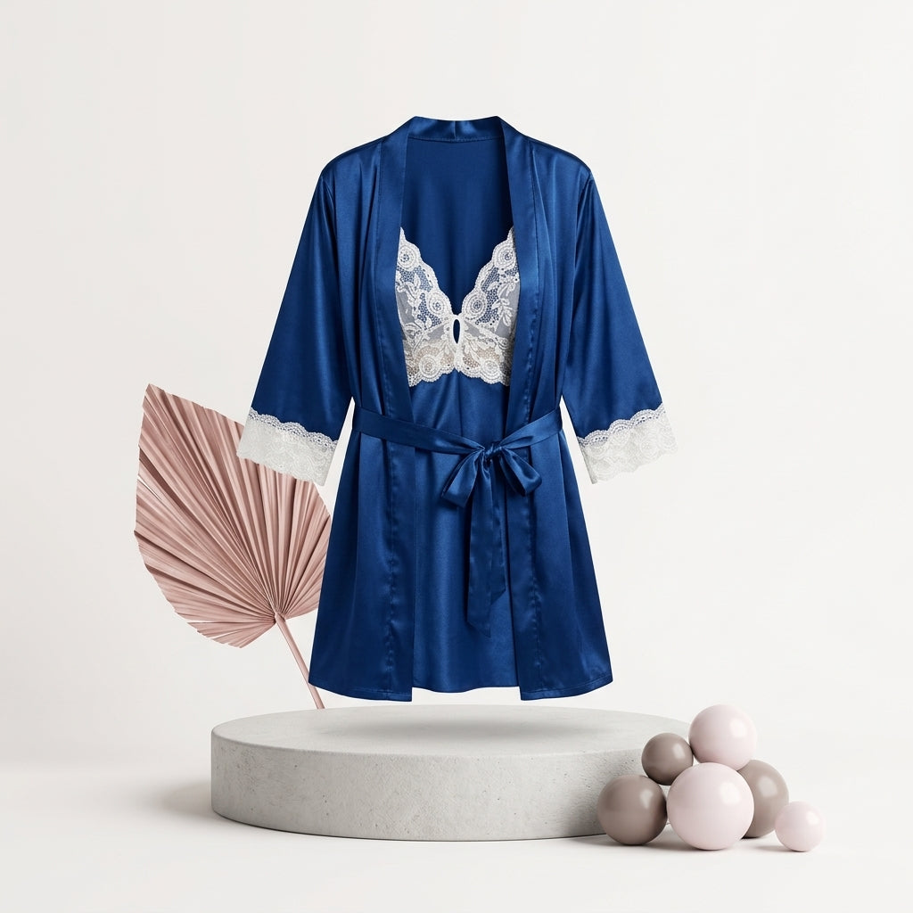 Xs and Os Women's Satin Solid Above knee Nightwear
